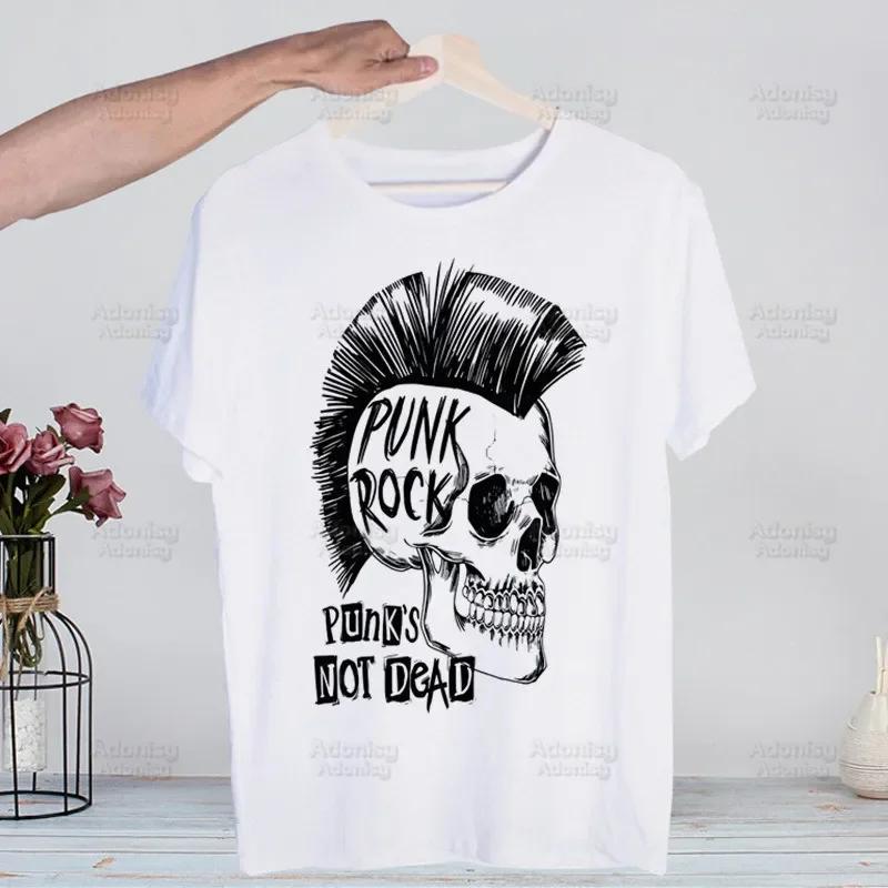 

Панки не мертвы Рок Футболки с принтом Круглый вырез Короткий рукав Обычный Унисекс Высокое качество Унисекс Хип-хоп футболка Футболка 4XL