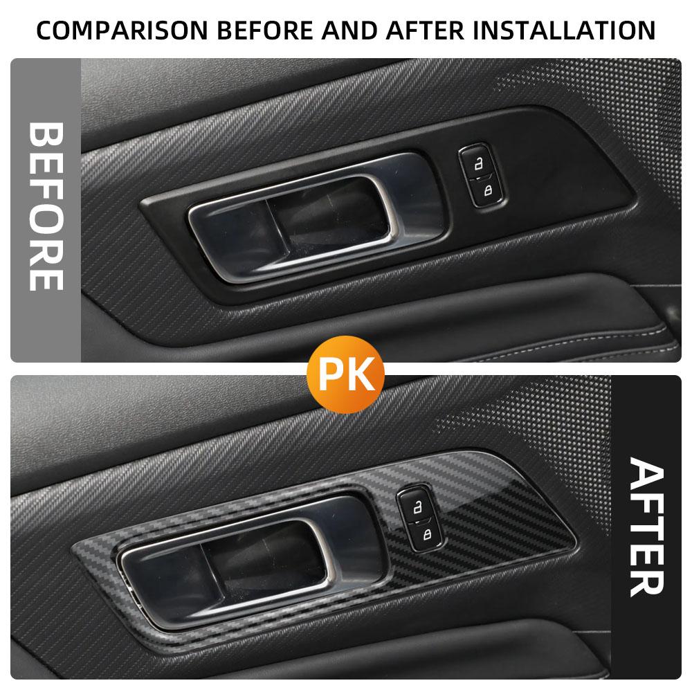 Imitation Carbon Fiber Inner Door Handles Bowl Cover Trim for Ford Mustang 2016 - 2025 ABS Car Accessories 2pcs