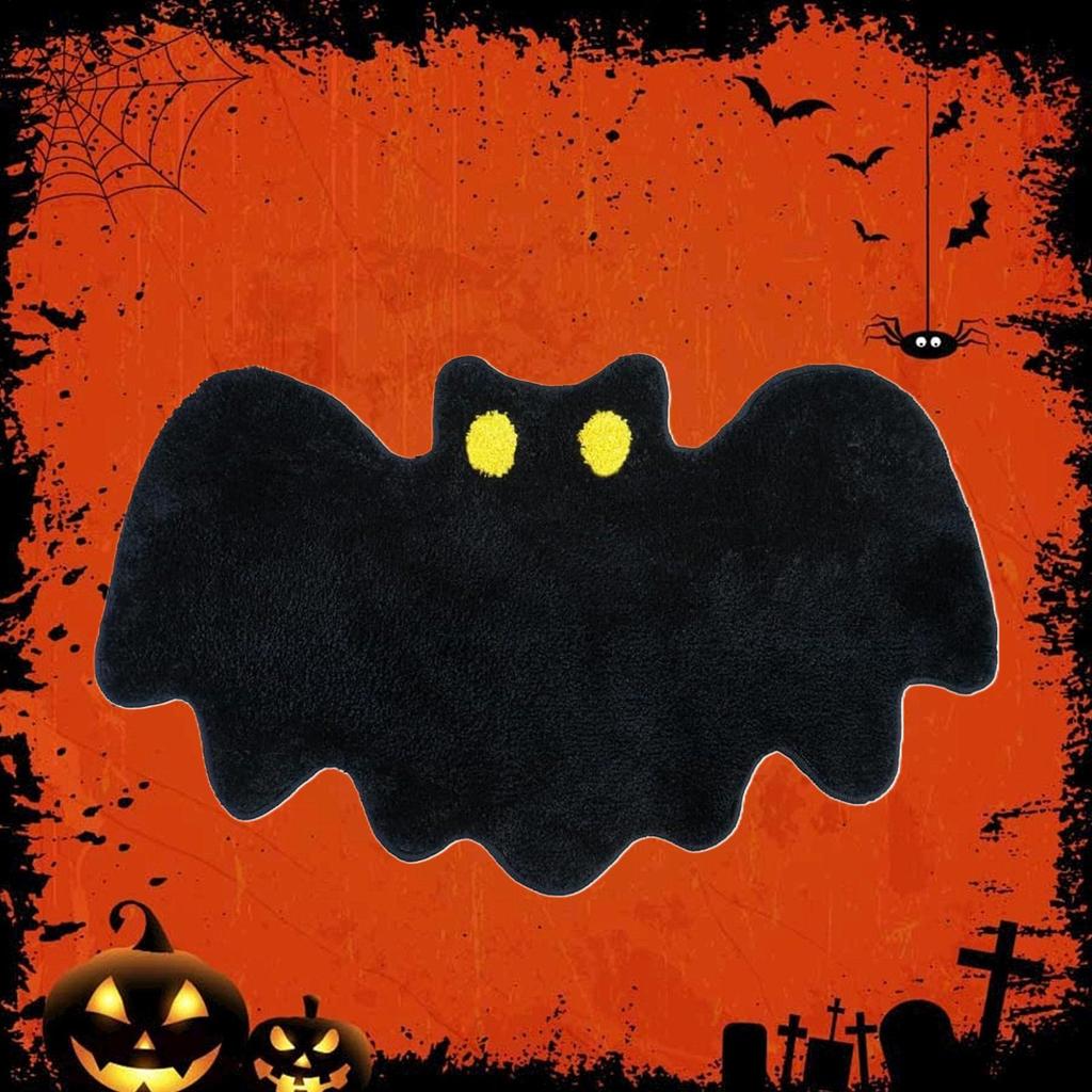 2025 Halloween Faux Cashmere Rug 50x80cm Dirty-Resistant Floor Carpet Halloween Bat Welcome Door Mat For Gym Patio Bedside