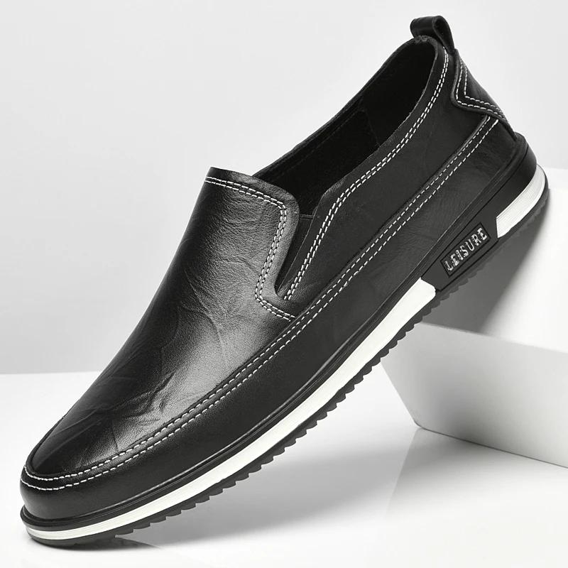 

Fashion Fashionable New Men Spring Comfortable Fit Casual Leather Shoes High-quality Men Breathable Pointed Outdoor Casual Sports Shoes 44 чёрный