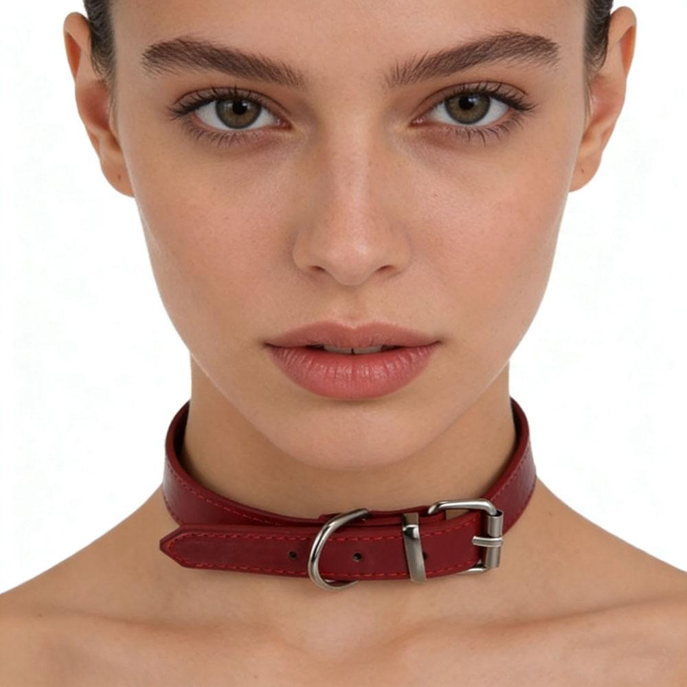 PU Leather Unique Necklaces Women Choker Gothic Belt BuckleNecklace Punk Dark Jewelry