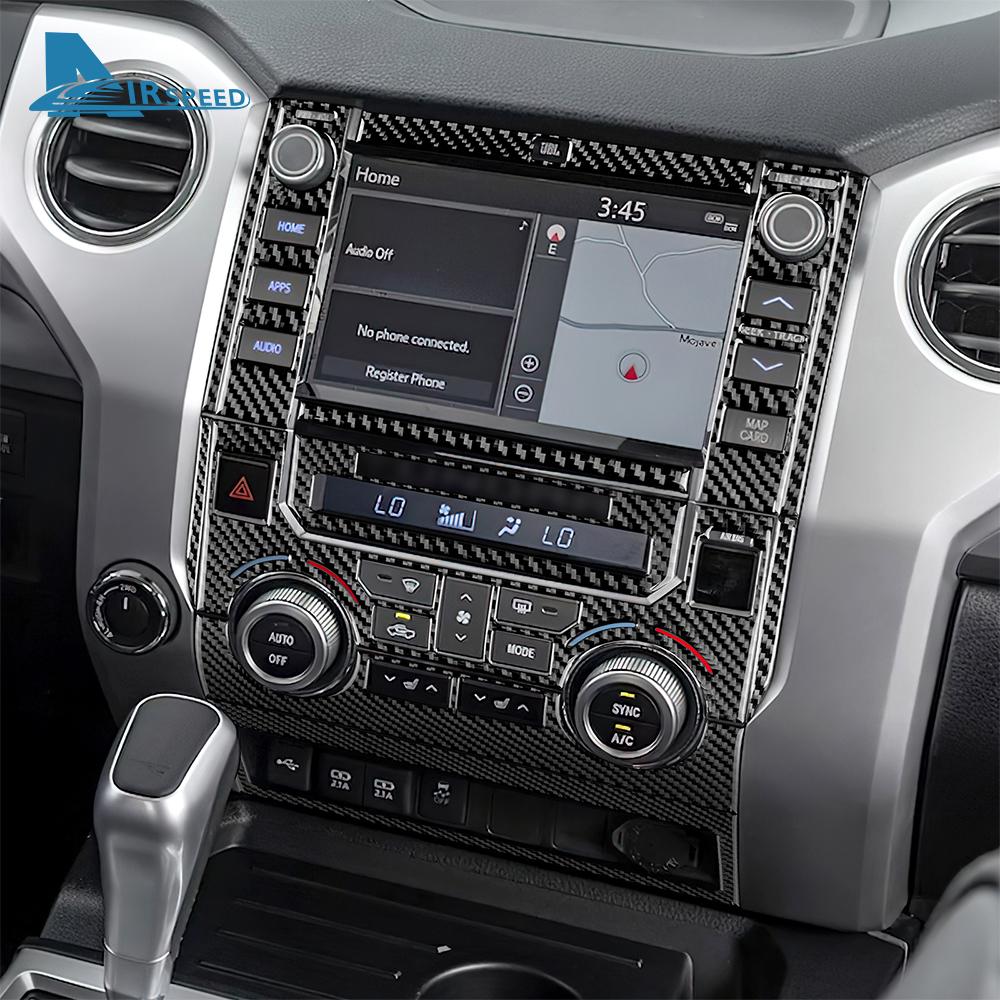 Real Carbon Fiber Sticker For Toyota Tundra 2014 2015 2016 2017 2018 2019 2020 2021 Car Navigation Screen Panel Accessories