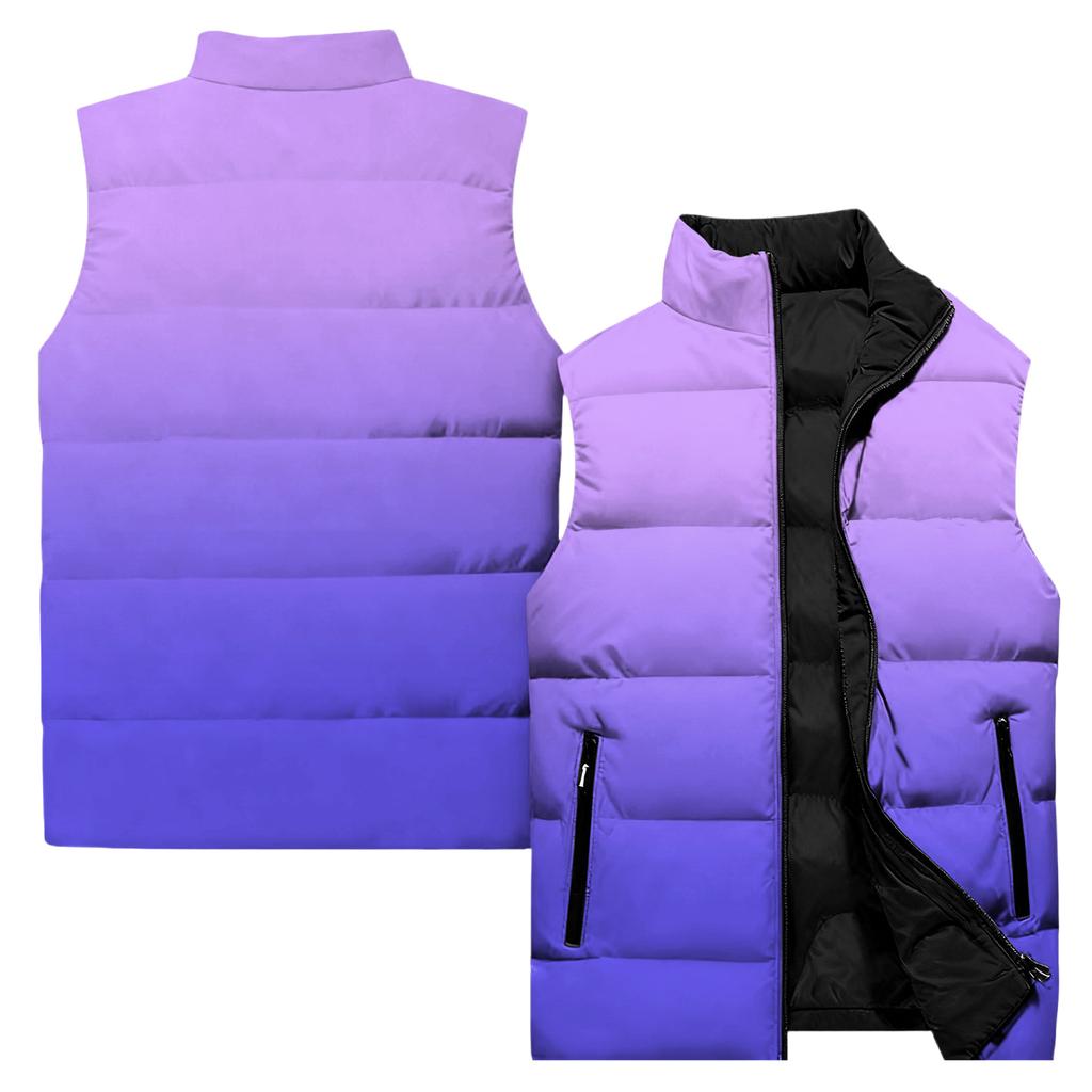 Ladies' Casual And Fashionable Sleeveless Vest Gradient Color Printing Cotton Jacket