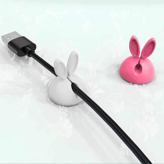 3Pcs/Set Cable Holder Rabbit Ear Shape Creative Cartoon Silicone Self-adhesive Wire Cord Organizer