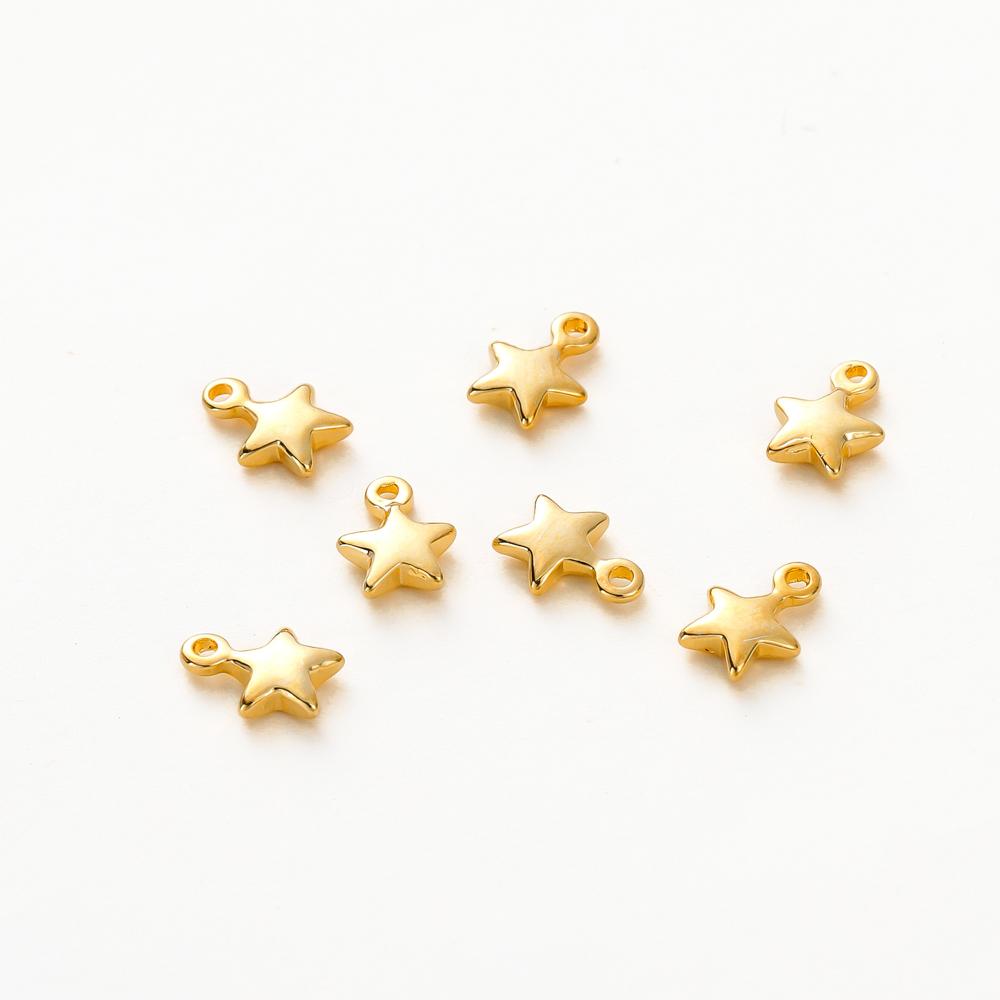20 Stück 14K 18K Goldfarben Beschichtetes Messing Mini Sterne Herz Anhänger Für Schmuckherstellung Handgemacht DIY Ohrring Charms Finding Component