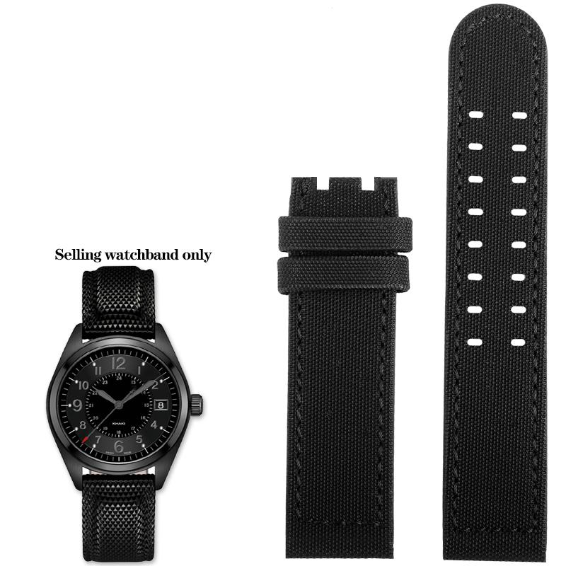 ONENylon +Leather Watchband Strap For Hamilton Kaki Field Aviation H70575733 H71626735 Waterproof Watch Bracelet Male 20mm 22mmMN