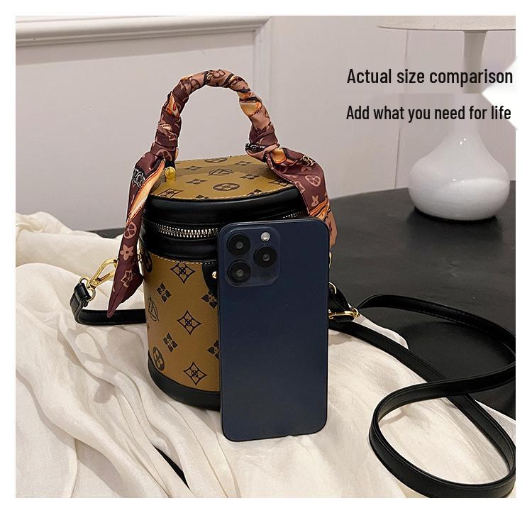 Geantă de mână crossbody cilindrică cu flori retro de toamnă pentru femei: Geantă tip găleată versatilă