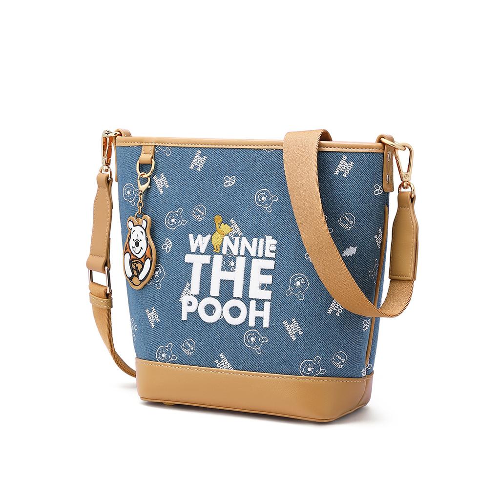 New Disney Winnie The Pooh Series Fabric Shoulder Bag Women's Denim Blue DHF51792-C