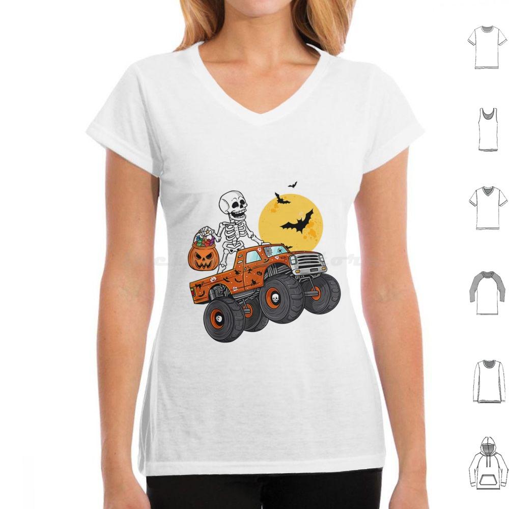 

Halloween Boys Kids Skeleton Drives Truck Scary Pumpkin T Shirt Cotton Cool Tee Halloweentown Halloweentown University 4XL