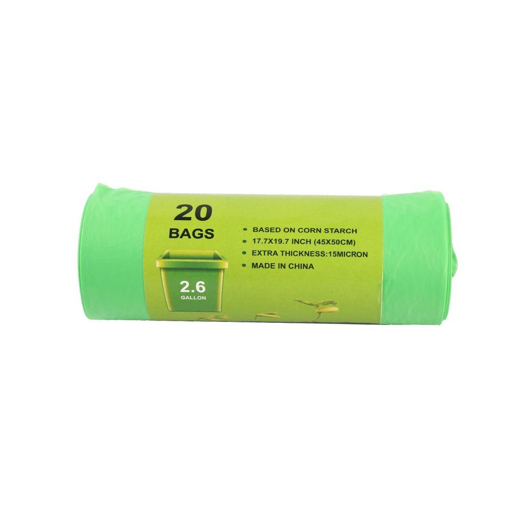 PLA Corn Starch Biodegradable Compostable Trash Bags for Kitchen & Household flat opening