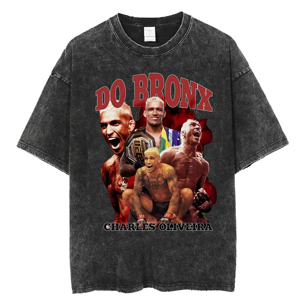 

Do Bronx Charles Oliveira Fighting Pride of Vintage Washed Tshirts for Men Women Fashion Classic Oversized Tee Shirt Streetwear S