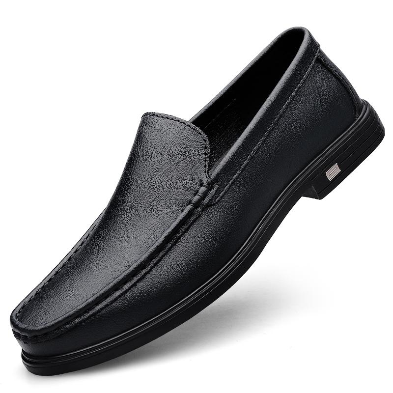 Fashion Genuine Leather Mens Low Heel Loafers Handmade Casual Shoes Soft-Soled Male Driving Shoes New Moccasins Breathable Slip On Flats
