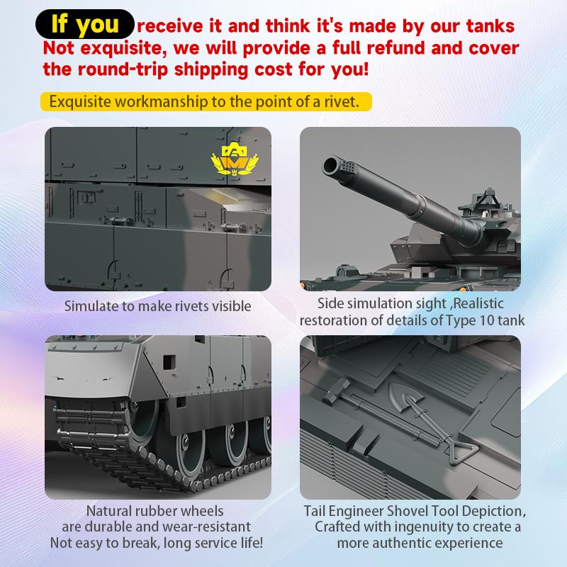 Tongli Children'S Rc Tank Toy Rc Car Rc Vehicle Toy Tank Model Japanese Type 10 Tank Children'S New Year Gift Birthday Gift