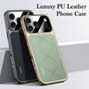 KEYSION Luxury Grid Pattern PU Leather Case for iPhone 17 Pro Max Plating TPU Camera Protection Phone Cover for iPhone 17 Air