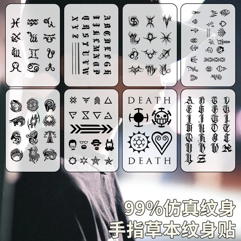 Finger Tattoo Sticker Waterproof Long-Lasting, Juice Semi-Permanent Realistic Small Pattern for Hand & Wrist