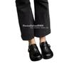 Sheepskin version~ Leather retro Boken shoes women's British style small leather shoes round head thick heel single shoes one pedal loafers