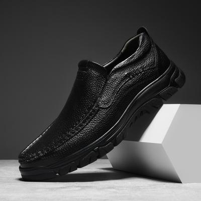 Spring New Men's Black Business Dress Leather Shoes Thick Soled Men's Shoes Outdoor Casual Loafers