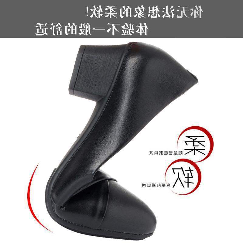 Spring and autumn middle-aged women's shoes mother shoes soft sole middle heel single shoes middle-aged and elderly leather shoes women's work 