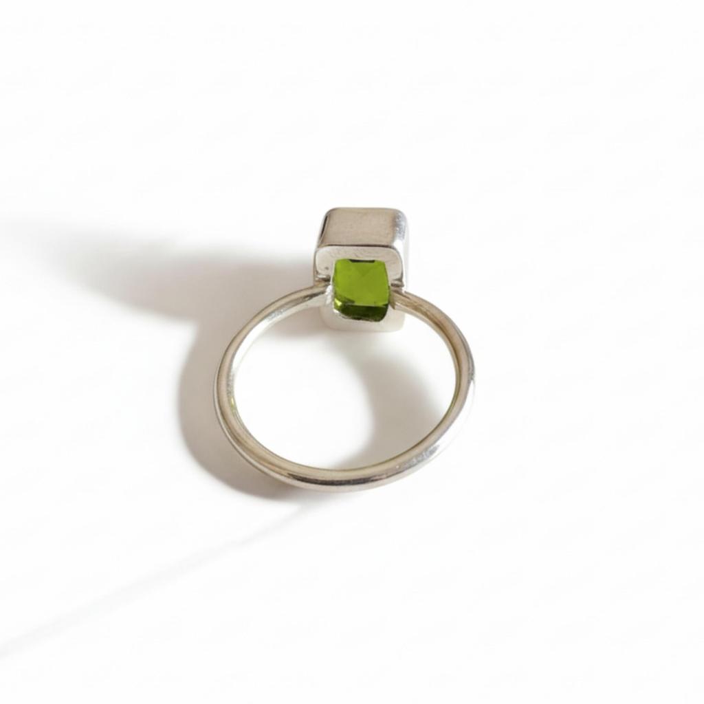 Green Peridot Statement Ring, 925 Solid Sterling Silver, Handmade Minimalist Jewelry, Gift for Her