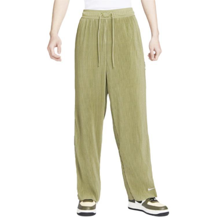 Nike Knitted Sweatpants Men's Olive Green Moderate Straight Fit Pants DX6659-276