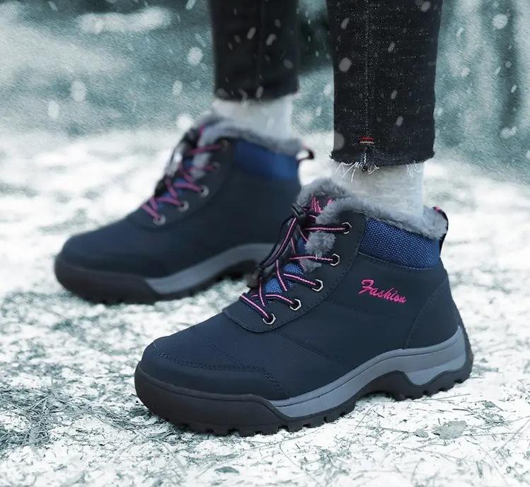 

2025 women s new snow boots plush warm cotton shoes wear-resistant large size windproof sports outdoor elastic short boots 43