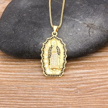Nidin New Arrival 10 Styles Copper CZ Virgin Mary Necklaces For Women Men Crystal Necklace Long Chain Catholic Jewelry Gifts