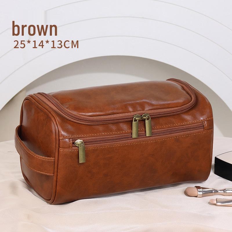 High-Capacity Waterproof PU Leather Toiletry & Makeup Travel Bag