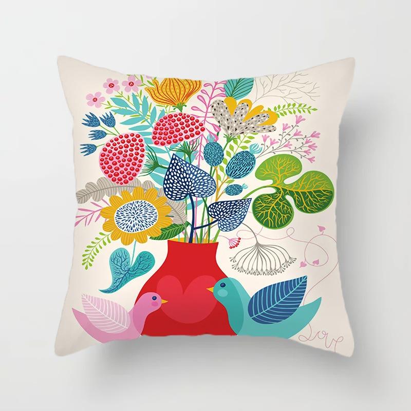 Juste de coussin colorée peinte d'art du monde, taie d'oreiller de luxe, décoration de bureau, décoration de la maison