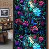 Colorful Retro Floral & Bird Static Cling Window Film - No Glue, Removable