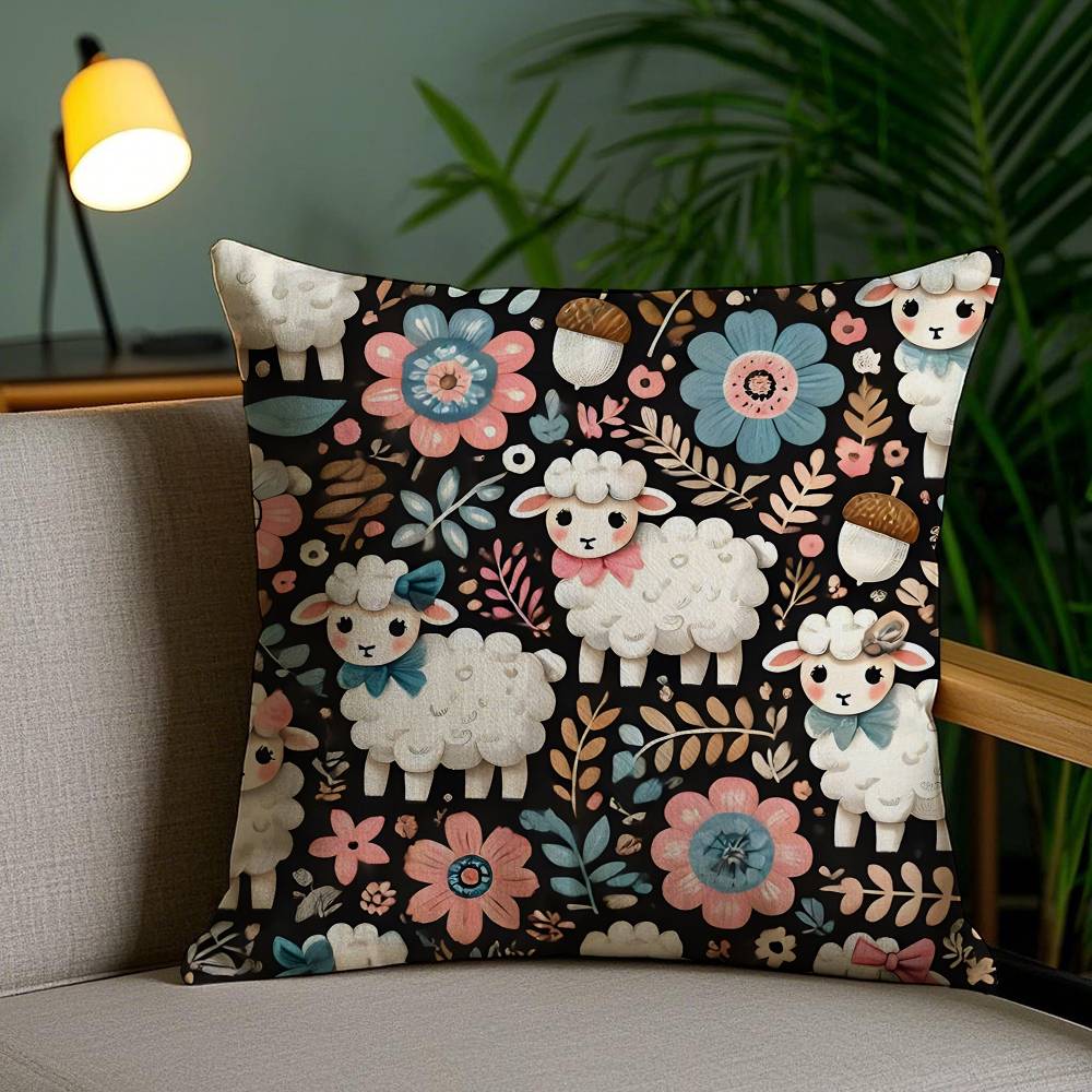Elegant Single Printed Flowers Pillow Case Anti-dustmite Pillowcase Invisible Zipper Silky Short Plush Sofa Cushion Cover