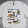 Colorful Fish Art Shirt Marine Species Graphic Tshirt Cotton Style Tee Light Gray