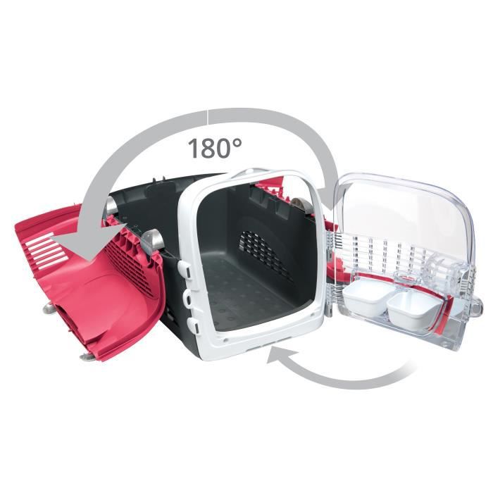 Cage de transport pour chat - CATIT - Cabrio - Multifonctionelle - Ouverture 360° - Rouge
