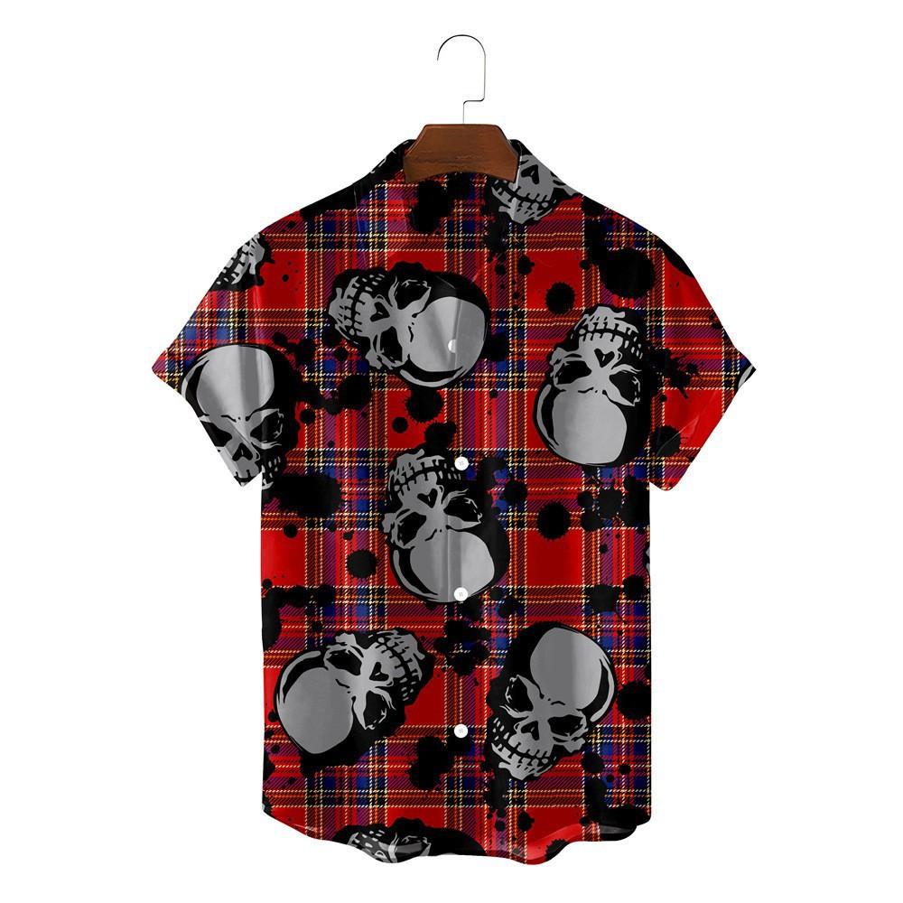 Camicia da uomo alla moda Top Nuova Multicolore Personalizzata Stampa Teschio 3D Manica Corta