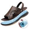 FashionSummer Fashion Cow Leather Men's Sandals New Designer Casual Beach Shoes Male Platform Slipper Shoes for Men