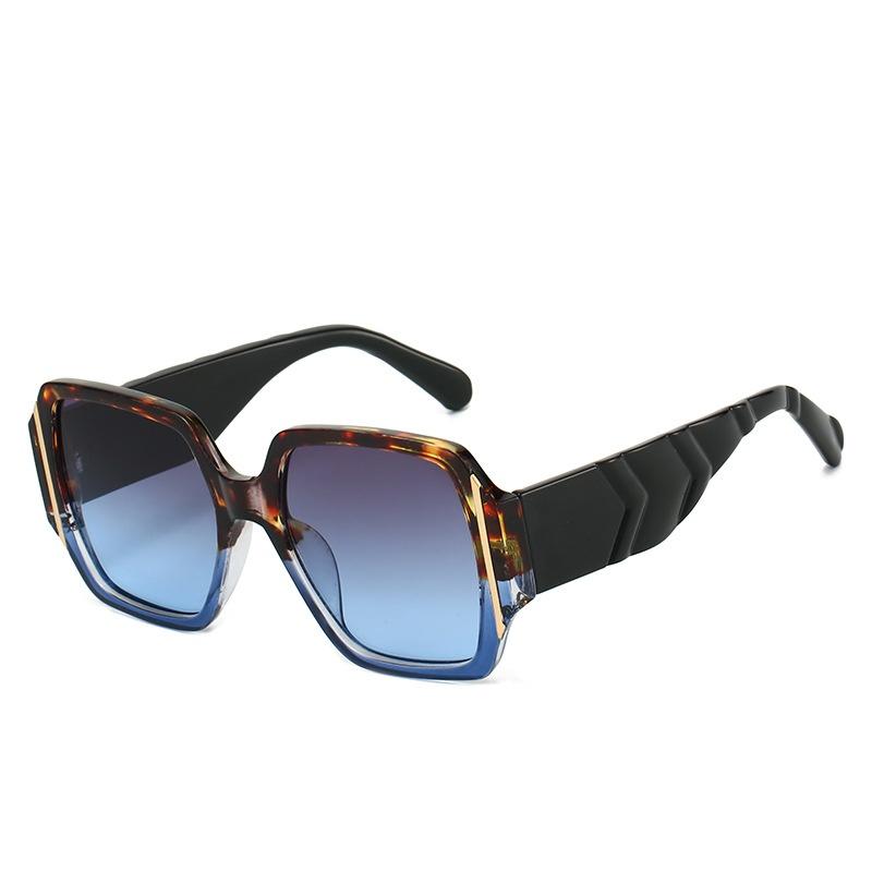 New Retro Square Women Sunglasses  Personality Brand Leopard Gradient Design Casual All Match Men Trendy Glasses Uv400