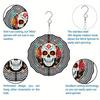 Vibrant Day of the Dead Skull Wind Chime Colorful Floral Skeleton Design 2D Rotating Outdoor Garden Art Festive Wall Decor for Home Yard