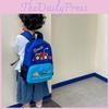 Stylish Car Cartoon Print Backpack For Kindergarten Kids Unisex Breathable Oxford Fabric School Bag