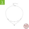 Layered Double-Layer Moissanite Necklace, Fashionable Light Luxury S925 Sterling Silver Collarbone Chain Jewelry