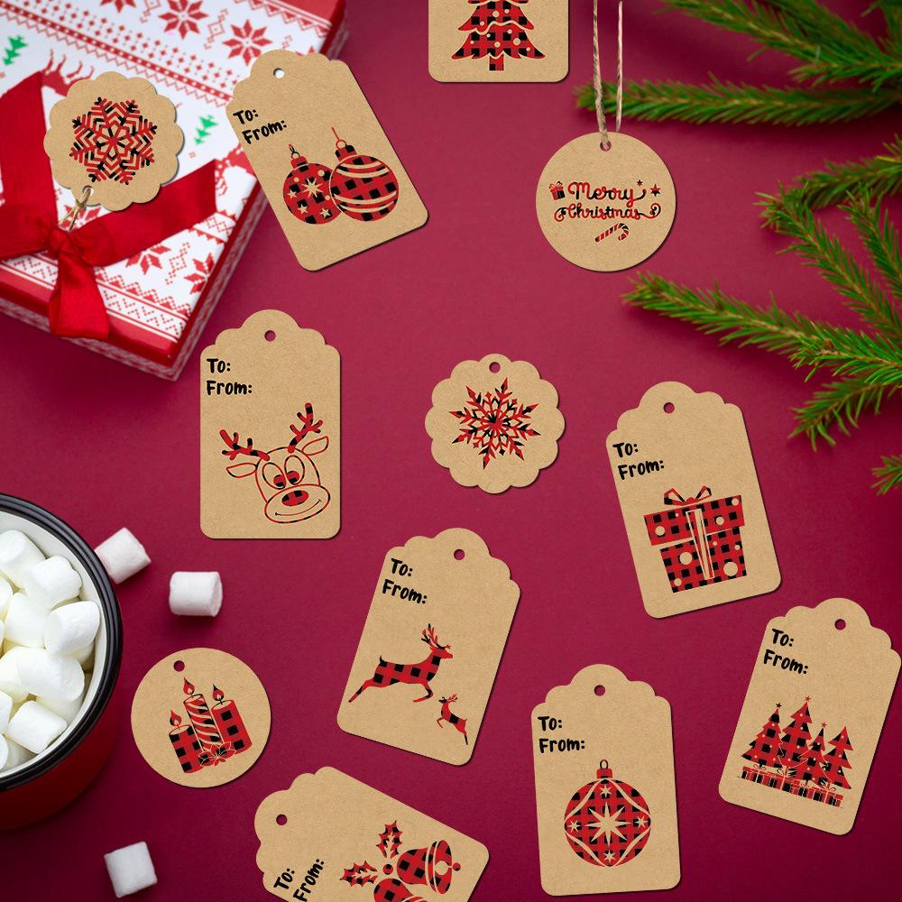 48er/96er Packung Weihnachtsgeschenkanhänger, festliche Papierdekorationen für Geschenke und Verpackungen, Hängeornamente, kein Stromanschluss erforderlich