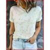 Moda Donna Girocollo Manica Corta Stampa Colore 3D Casual T-shirt Casual a Manica Corta Girocollo