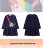 2025 Autumn Little Pony Unicorn Embroidered Girls' Long Sleeve Dress