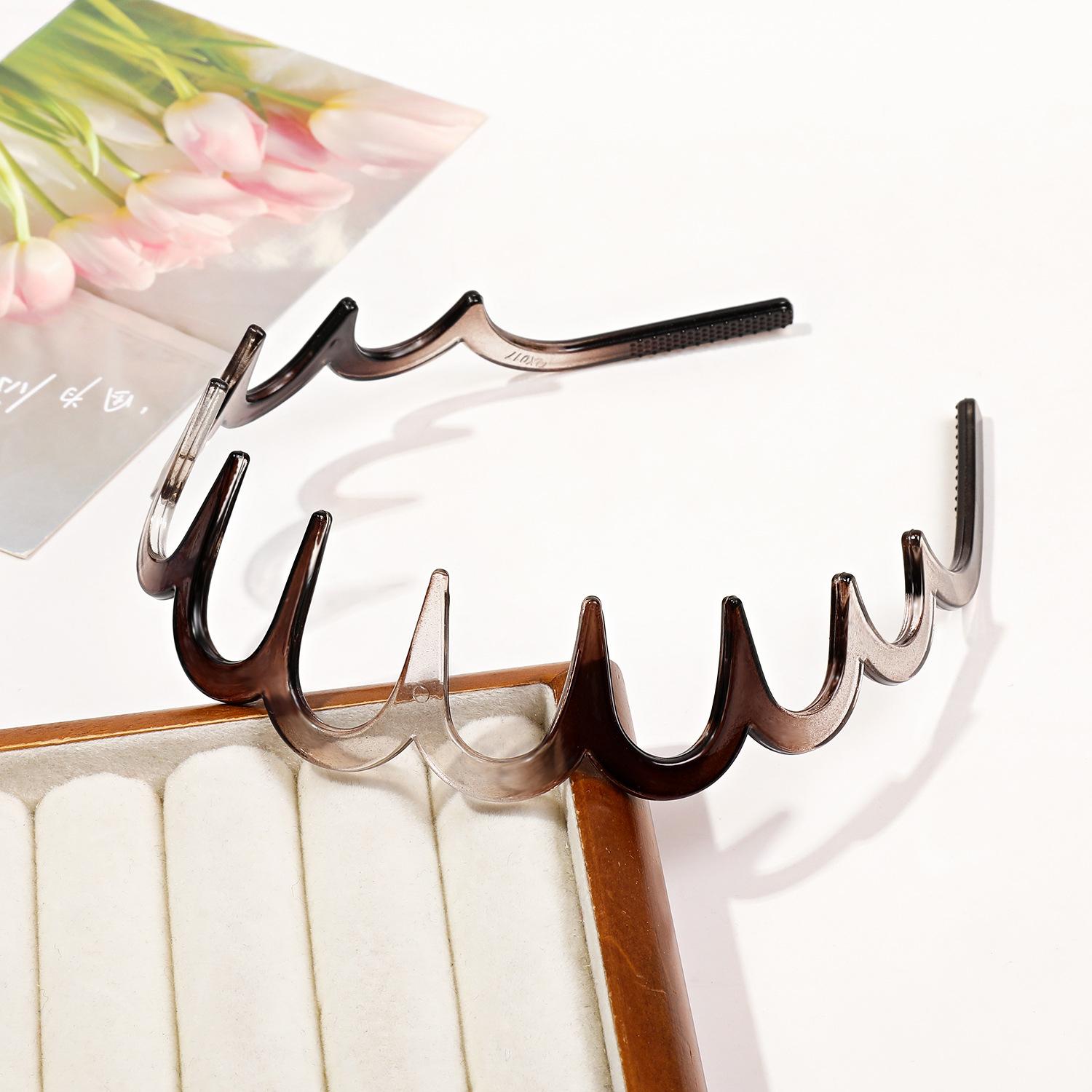 

Однотонные волнистые повязки для волос для женщин, элегантные модные зубчатые нескользящие расчески для волос, аксессуары для волос для девочек, спортивные повязки для лица