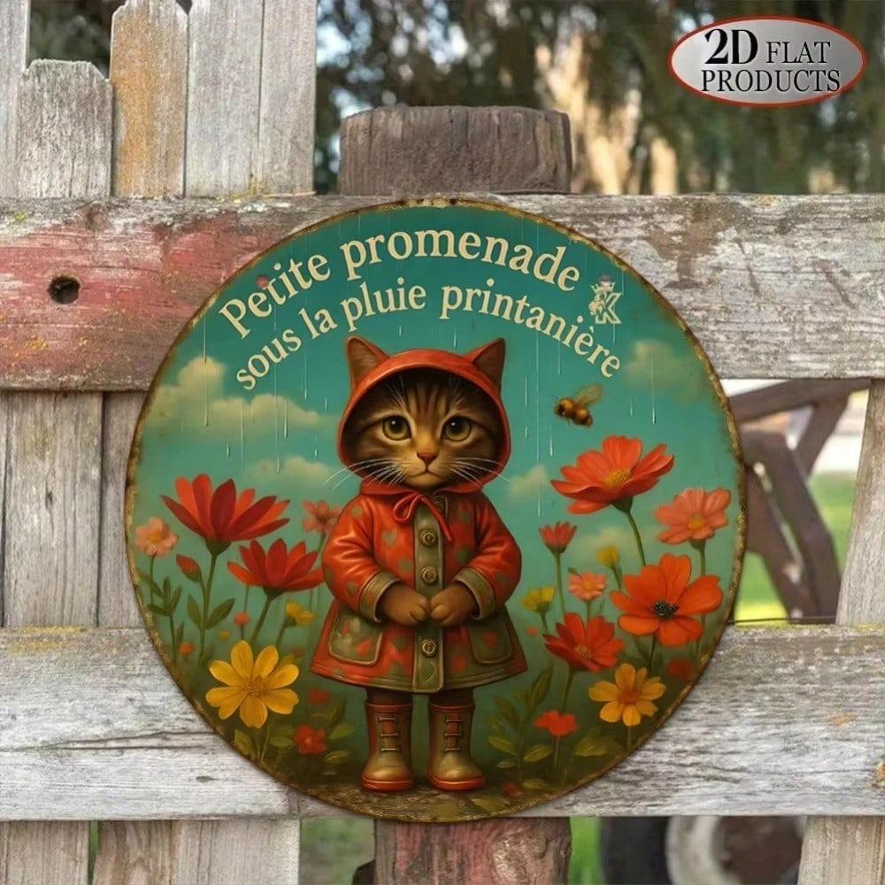 Retro Tin Sign Garden Cat Wall Art Home Decor