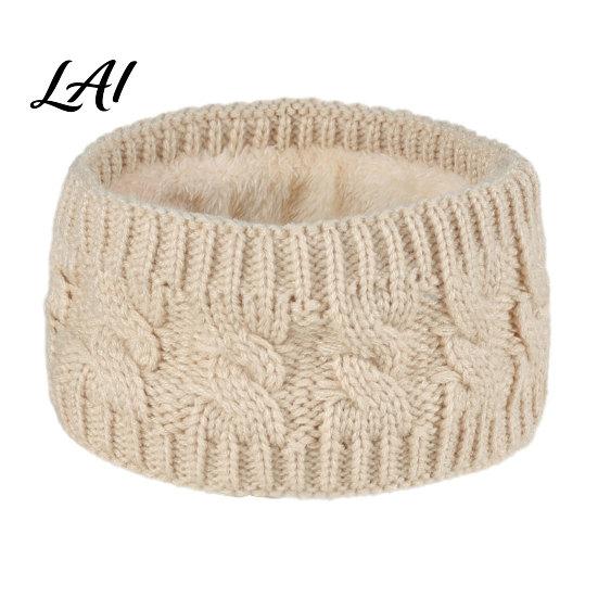 Knitted Headband with Fleece Lining Winter for Women Soft Lined Thermal Hair Running Gear Women Band Thickened Plush Ear Warmer Cold Weather Outdoor