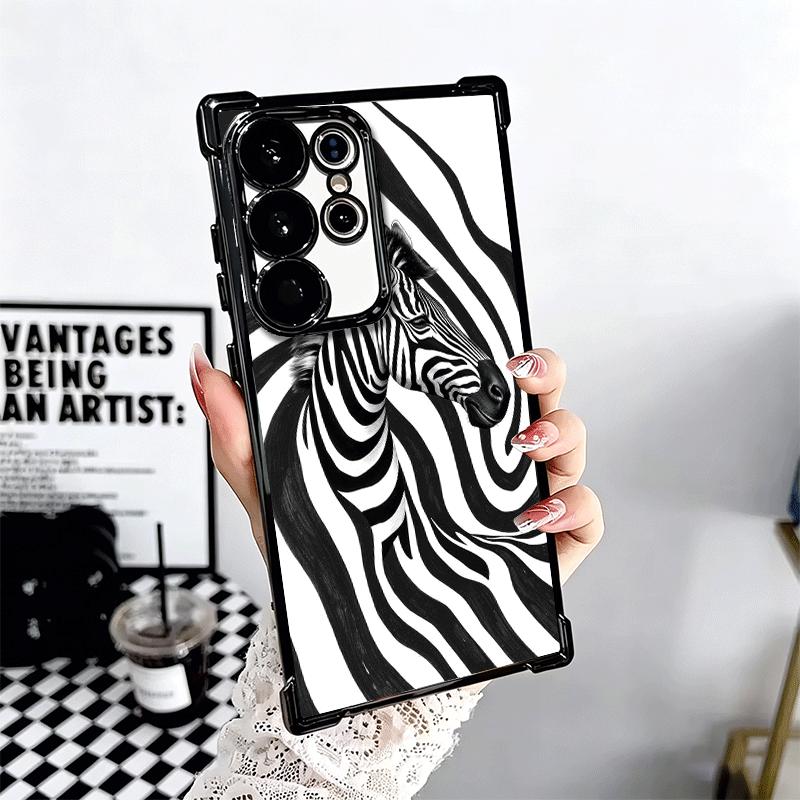 Zebra Stripe Black White Soft Phone Case For Samsung Galaxy S26 Ultra S25 Edge S24 FE S23 Plus S22 S21 + S20 Plating Anti-Fall F
