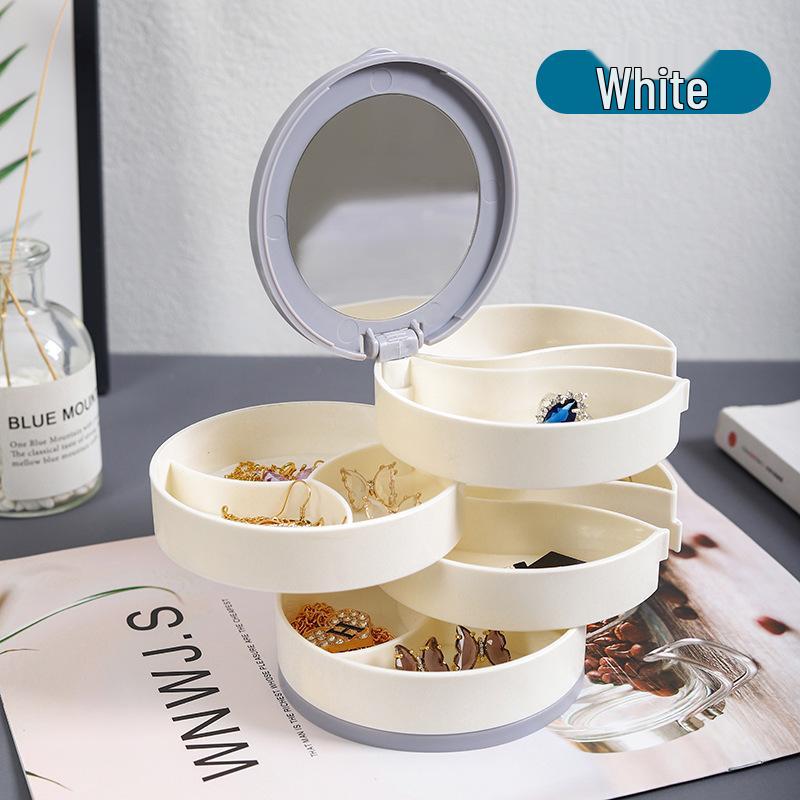 

Вращающаяся коробка для хранения серег-пусетов: Многоярусный органайзер для серег и украшений белый