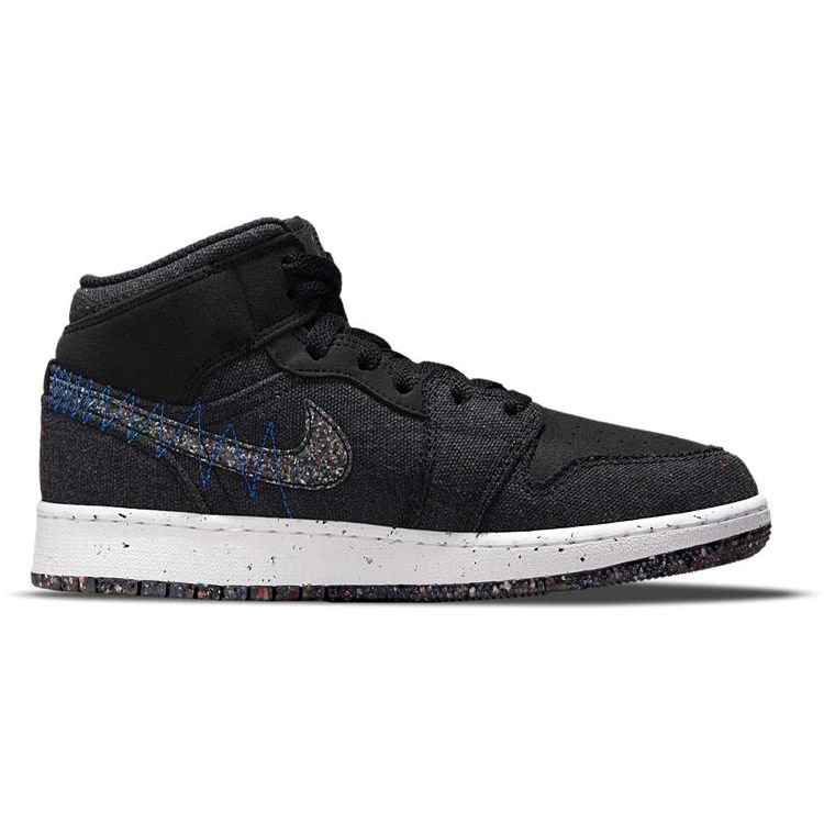 Air Jordan 1 Mid SE GS Crater Kids Sneakers Black Racer-Blue White DM4334-001