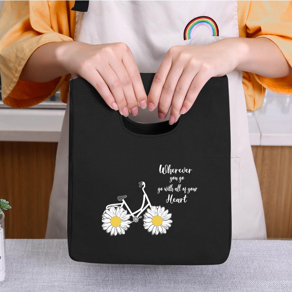 Lunch Bag Breakfast Box Bags Women Portable Hand Pack Picnic Travel Products Daisy Printed School Food Storage Bags Bento Pouch