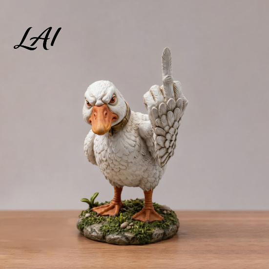 Sophisticated Ornament Designs Middle Finger Duck Figurine Angry Ornament Resin Statue for