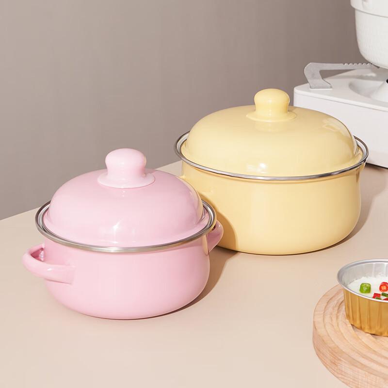 Enamel Lard Storage Jar with Lid